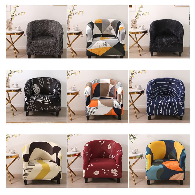Stretch Printed Semicircular Sofa Cover All-Inclusive Semicircular Cafe Chair Cover Internet Cafe Hotel Sofa Chair Cover