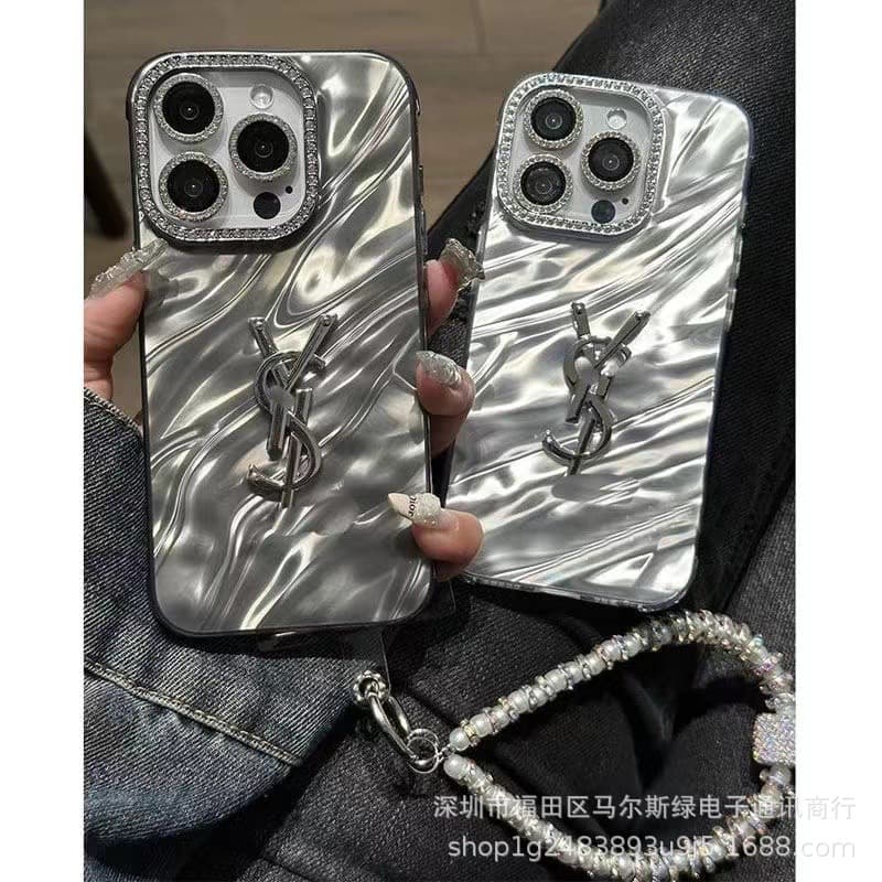 Water ripple Apple 17promax mobile phone case 16proMax trendy brand 15 bracelet soft edge light luxury high value