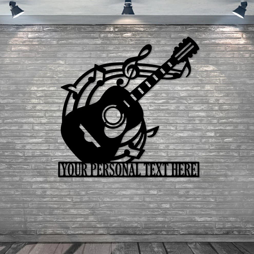 Personalized guitar name metal sign, music room wall decoration gift