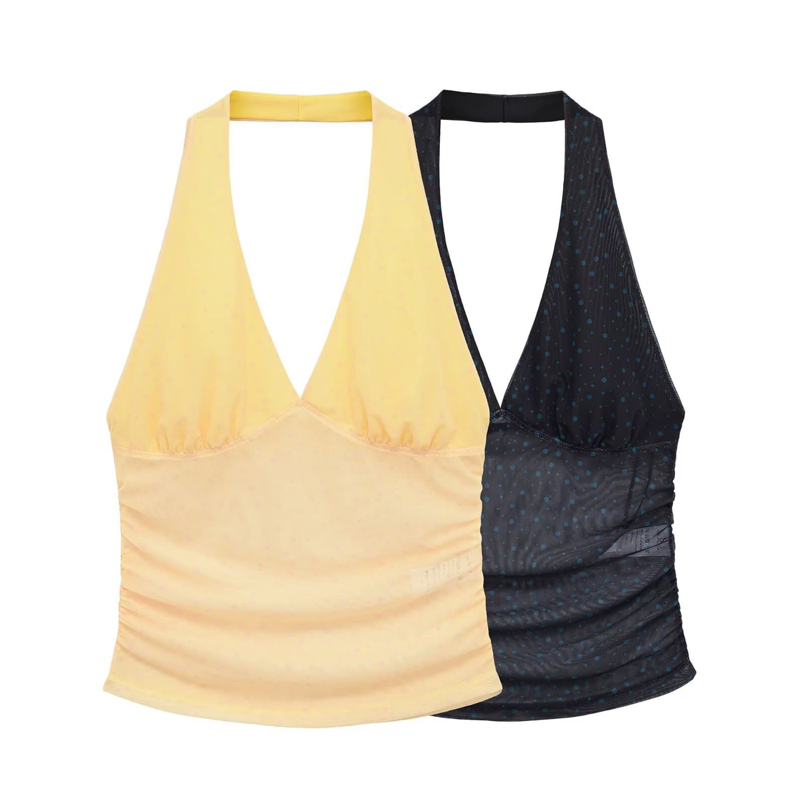 ZARY European and American Cross-Border Women's Fashion Versatile Semi-Transparent Chiffon Pleated Halter Neck Top 0264306