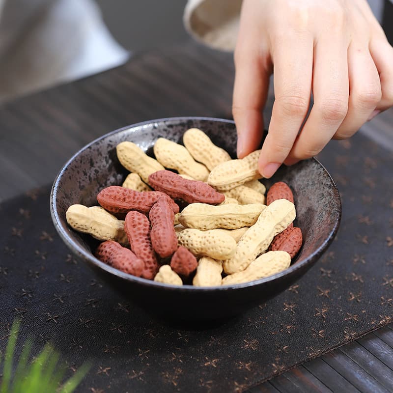 Yixing Purple Sand Tea Pet Peanut Bionic Sculpture Tea Set Wholesale Longevity Fruit Ornament Tea Table Accessories Ceramic Cultivable