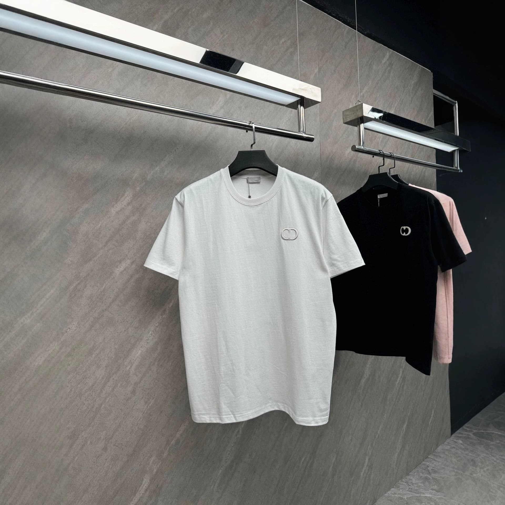 [Top Quality After-Sales Support] Classic CD Letter Embroidery High Weight 320g Crew Neck Short Sleeve