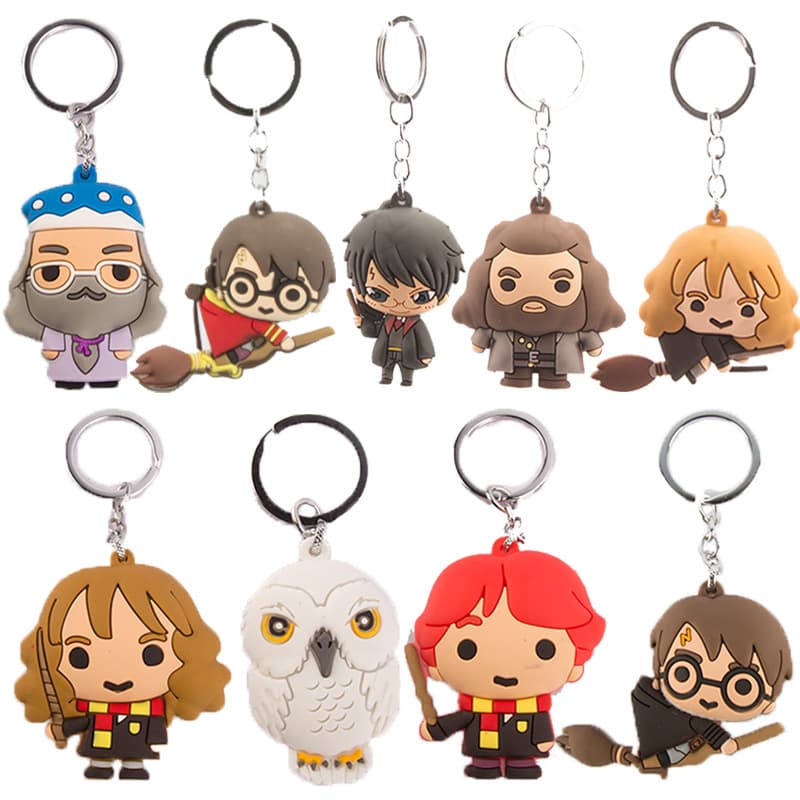 Harry Potter 3D Keychain Anime Movie Peripheral Bag Decoration DIY Pendant Key Ring Gift