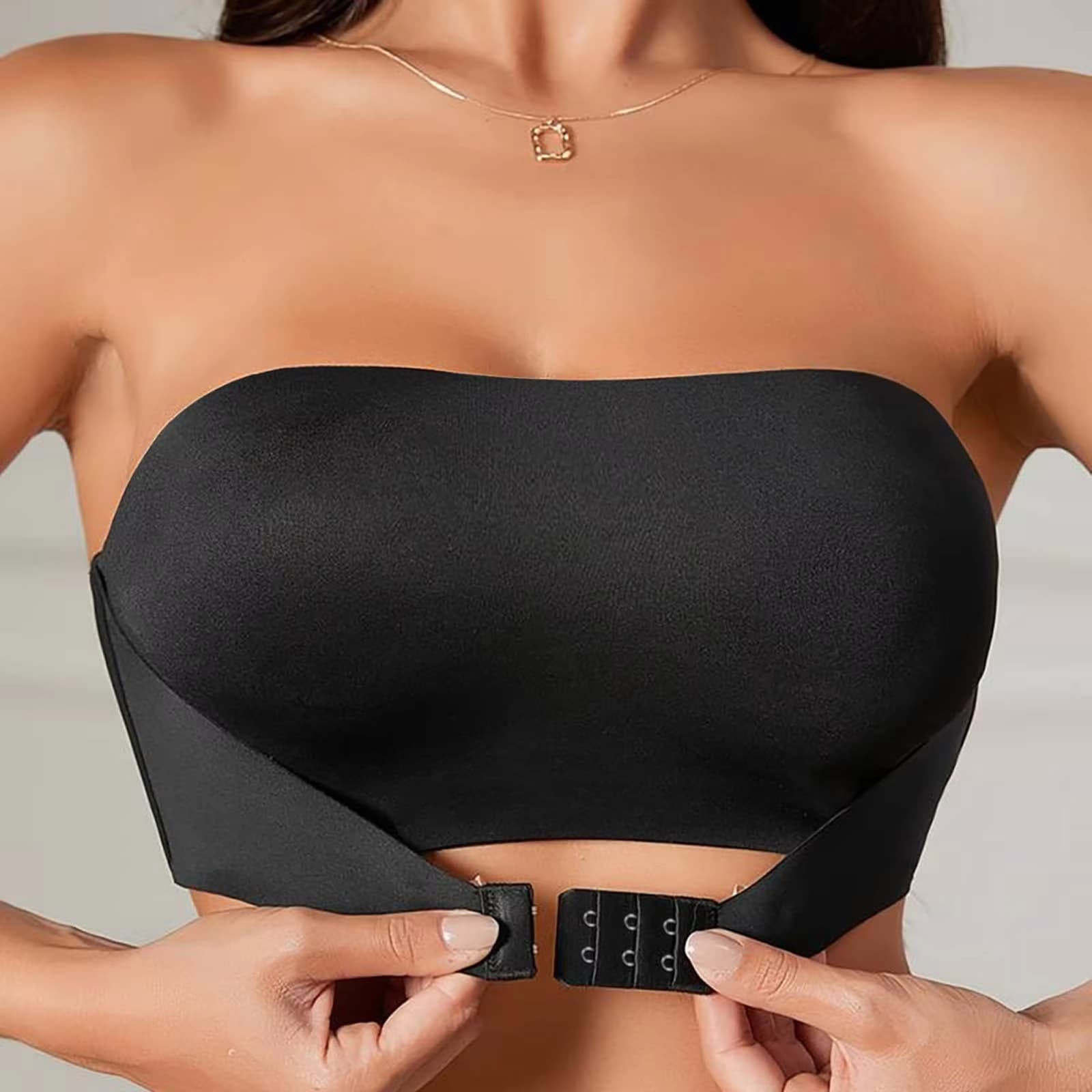 Cross-border European and American sexy seamless front-clasp strapless bra, anti-exposure, non-falling, lift, push-up, wrap-around, beautiful back bra for women