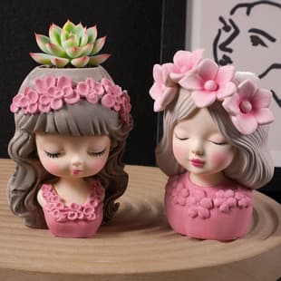 Flower Fairy Flower Pot Mold Garland Girl Sleeping Beauty Candle Cup Flower Beauty Princess Plaster Flower Pot Silicone Mold