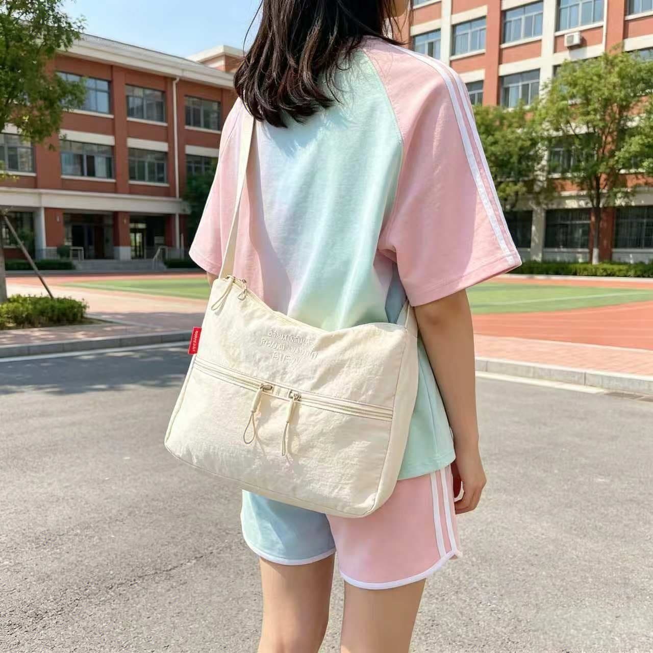 Simple Large Capacity Women's Oxford Cloth Small Square Bag, Fashionable Trendy Versatile Solid Color Commuter Shoulder Crossbody Bag New Style