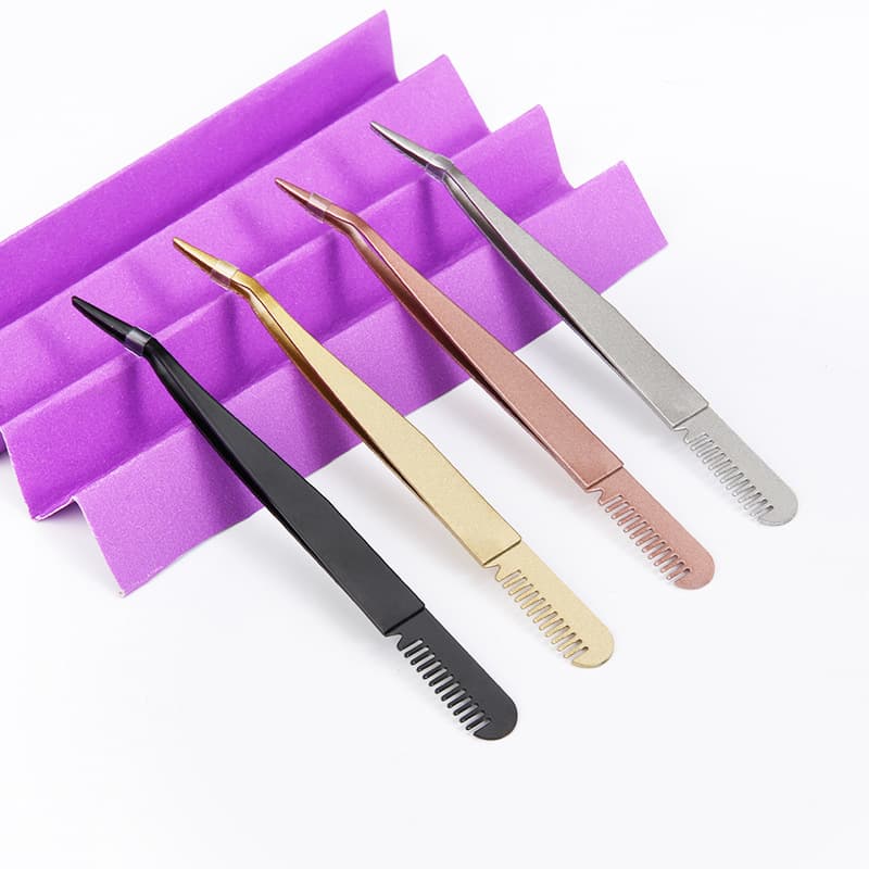 Manufacturer Direct Supply Stainless Steel Comb Clips, Brow Clips with Comb, Eyelash Curlers, Slant-tip Fine-point Tweezers, Extension Tweezers