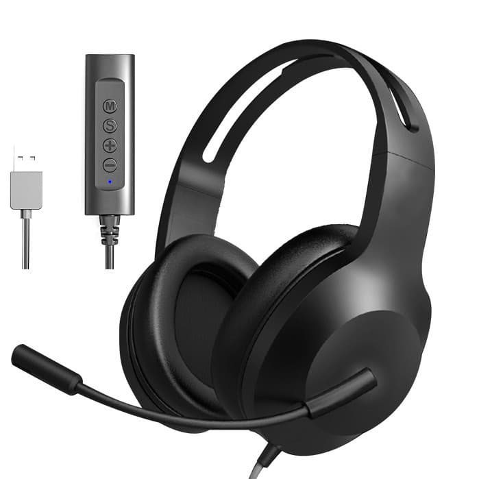 Telephone Headset for Laptop Desktop Computer Phone Triple-Use USB/3.5mm Wired Headset for Online Classes Students