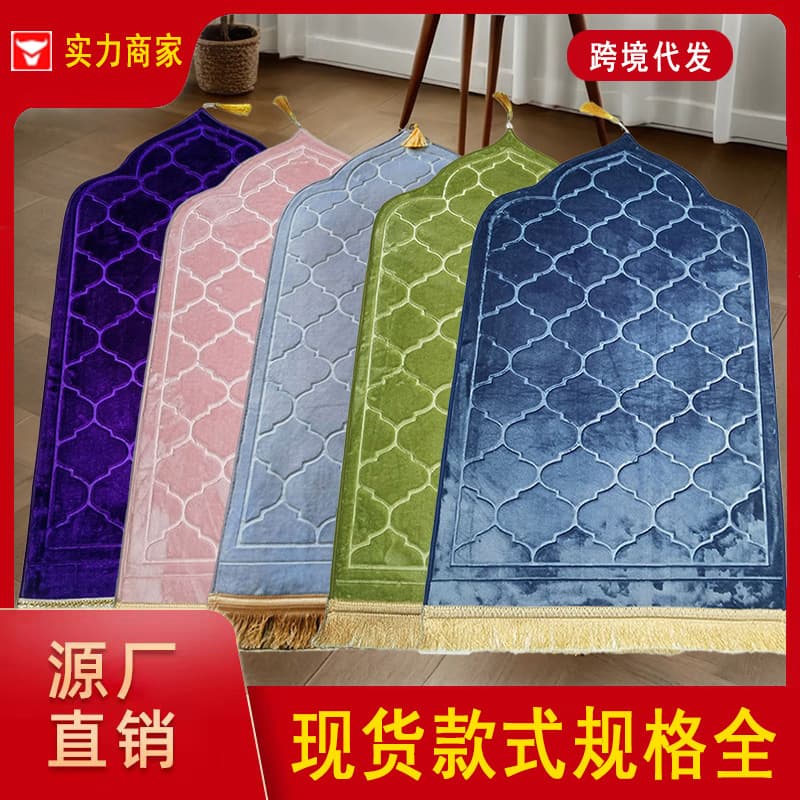 Thickened Pure Color Carpet Rug with Tassel Modern Simple Style Flocking Floor Mat Anti-Slip Printed Home Decor Rug