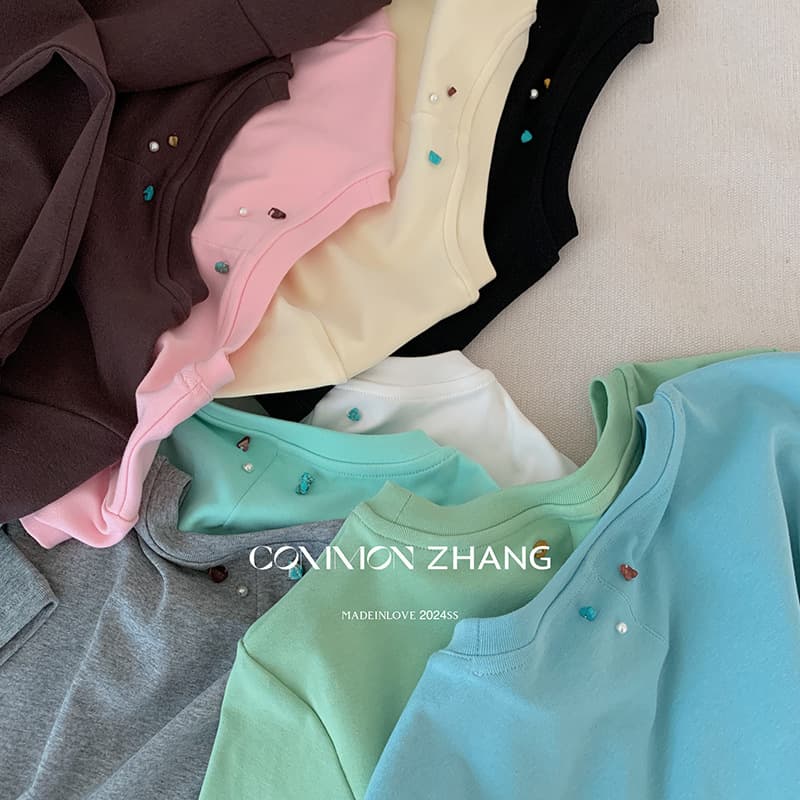 CZZHANG Summer New Solid Color Versatile Korean Style Commute Fitted Short Sleeve T-Shirt Top Women's A10099