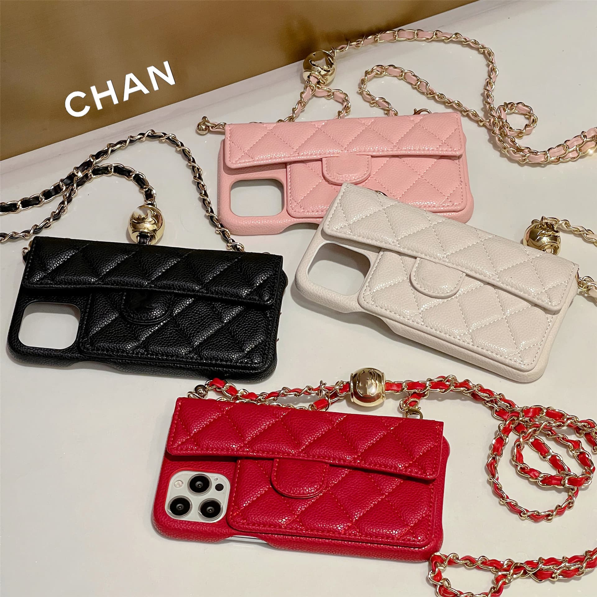 New diamond quilted Chanel-style phone case for iPhone 17, trendy for iPhone 12, crossbody for women, compatible with 13 Pro protective case