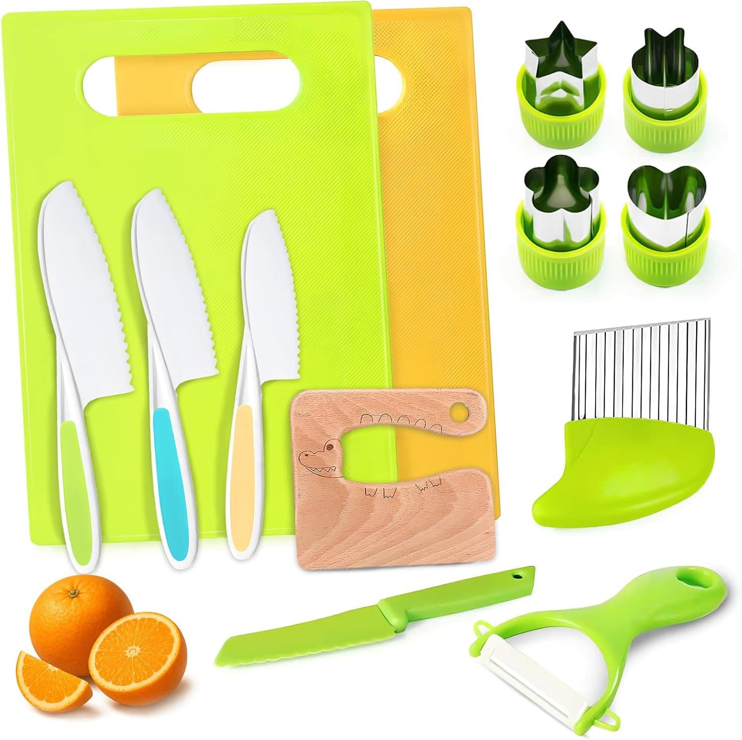 Instant discount: Kids' play kitchen toy set - non-injurious early learning plastic knife, cake knife, and safe cutlery set