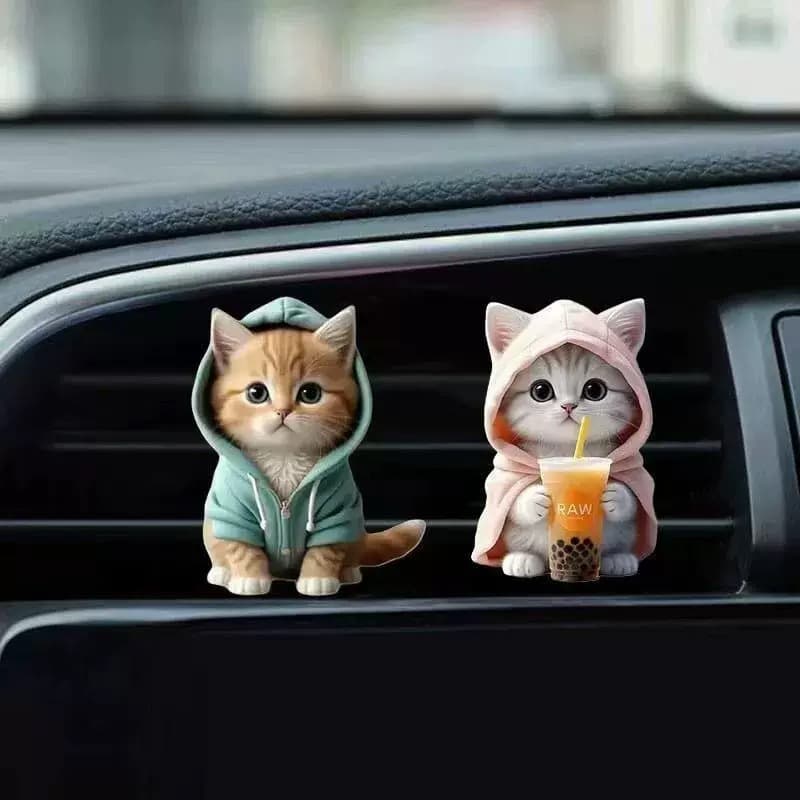 Foreign trade cross-border sweatshirt kitten finished ventilation clip car decoration aromatherapy cute acrylic waterproof decoration