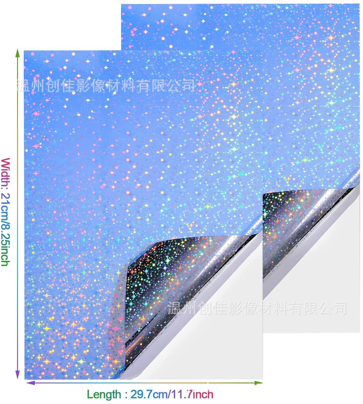 In-Stock Printable A4 Size Waterproof Fast-Dry Rainbow Transparent Starry Holographic Vinyl Inkjet Printing Stickers