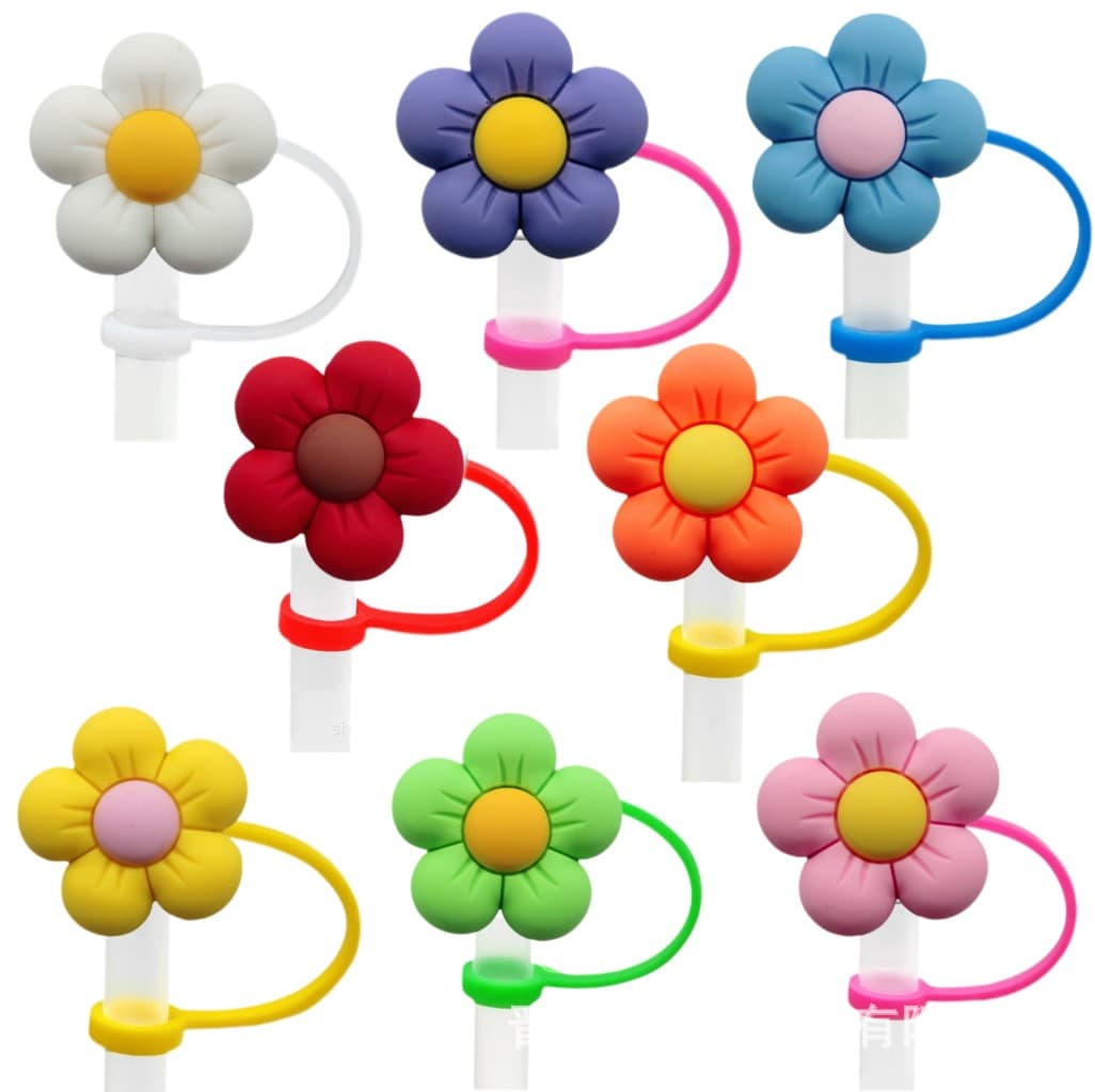 Colorful Flower Series Straw Cap Creative DIY Straw Stopper Reusable Straw Decoration Straw Cover