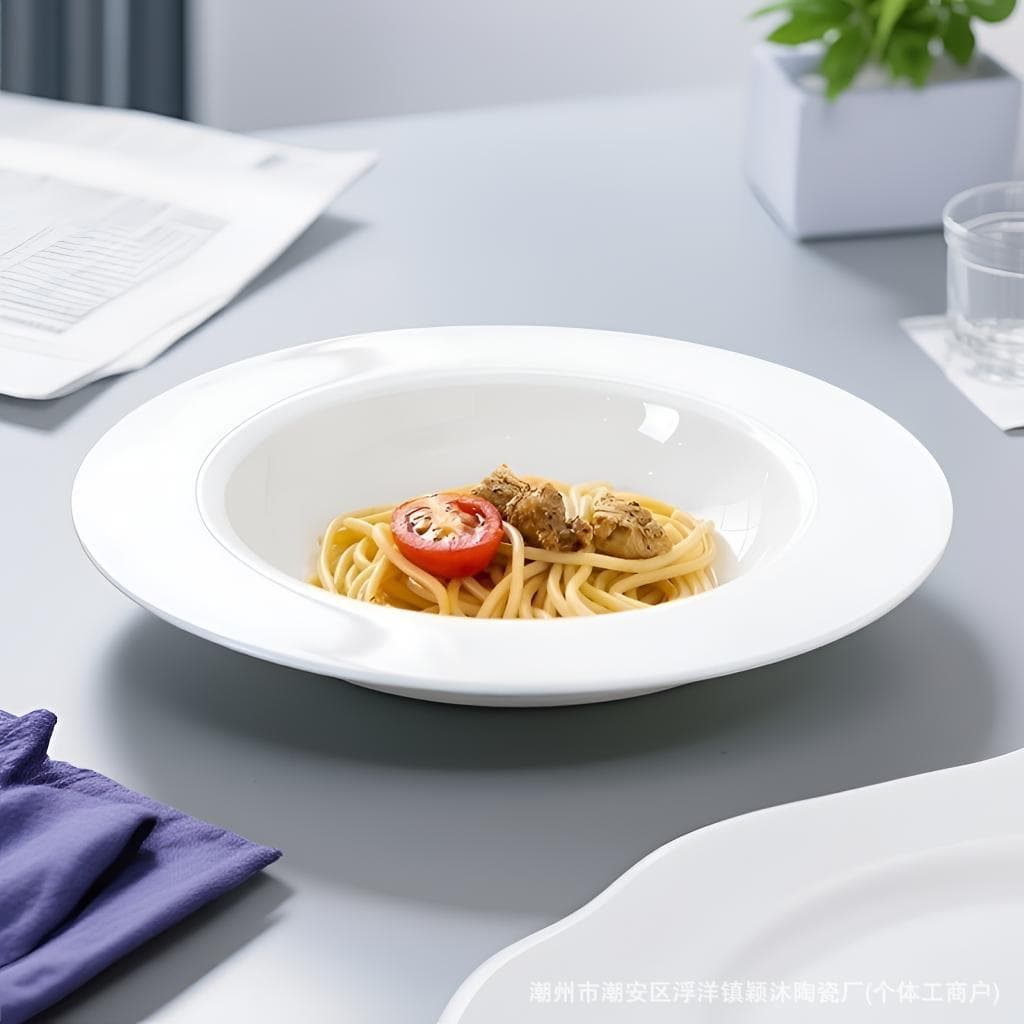 Straw Hat Plate New Western Steak Plate Ceramic Pasta Plate Salad Bowl Home Deep Plate Soup Plate Egg Fried Rice