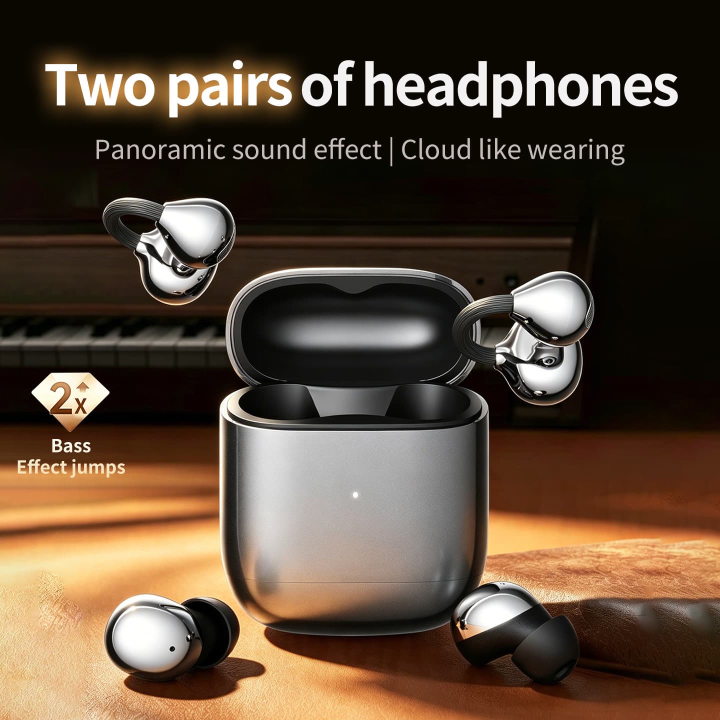 Cross-border foreign trade 2026 hot style ear clip Bluetooth headset ultra-long battery life wireless headset four-in-one private model noise reduction
