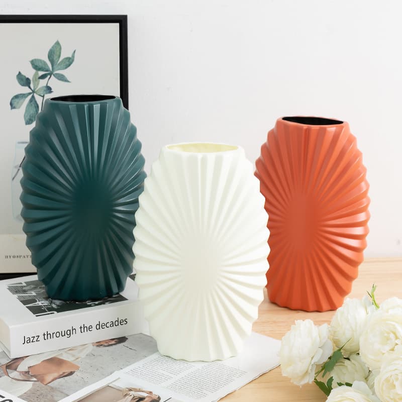 Green retro-style woven plastic vase, fake flowers, dried flowers, silk flowers, decorative ornaments from home store, cross-border hot sale
