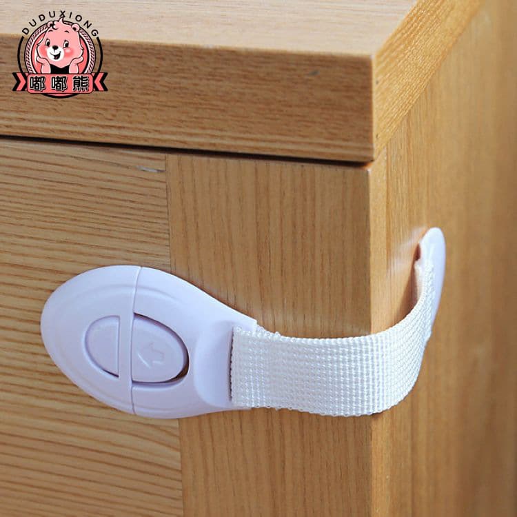 Dudu Bear Child Safety Lock with Webbing Strap, Anti-Pinch Fabric Band for Baby Safety