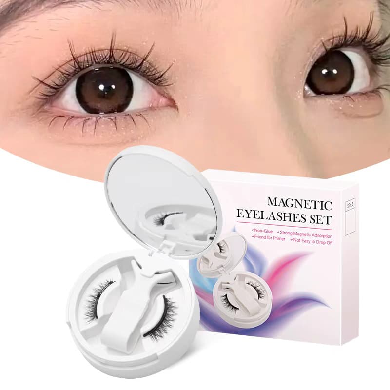 Fox magnetic false eyelashes one box natural camellia Europe and America thick magnet eyelashes glue-free eyelashes wholesale