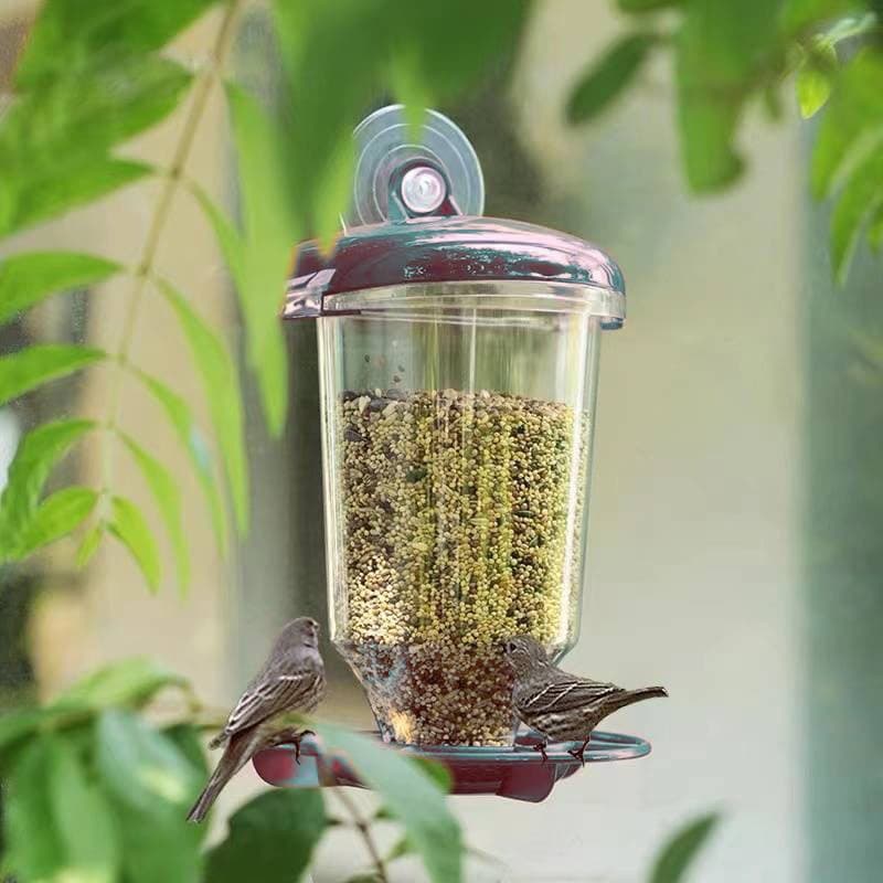 Transparent Plastic Suspension Automatic Bird Feeder with Cover Creative Suction Cup Feeder [Amazon Hot Sale] Wholesale