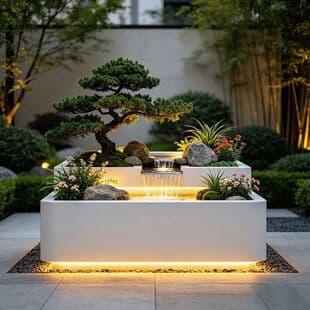 Balcony Fish Pond Planter Box Metal Flowing Water Ornament Outdoor Patio Courtyard Water Feature Waterfall Secret Pond Customizable