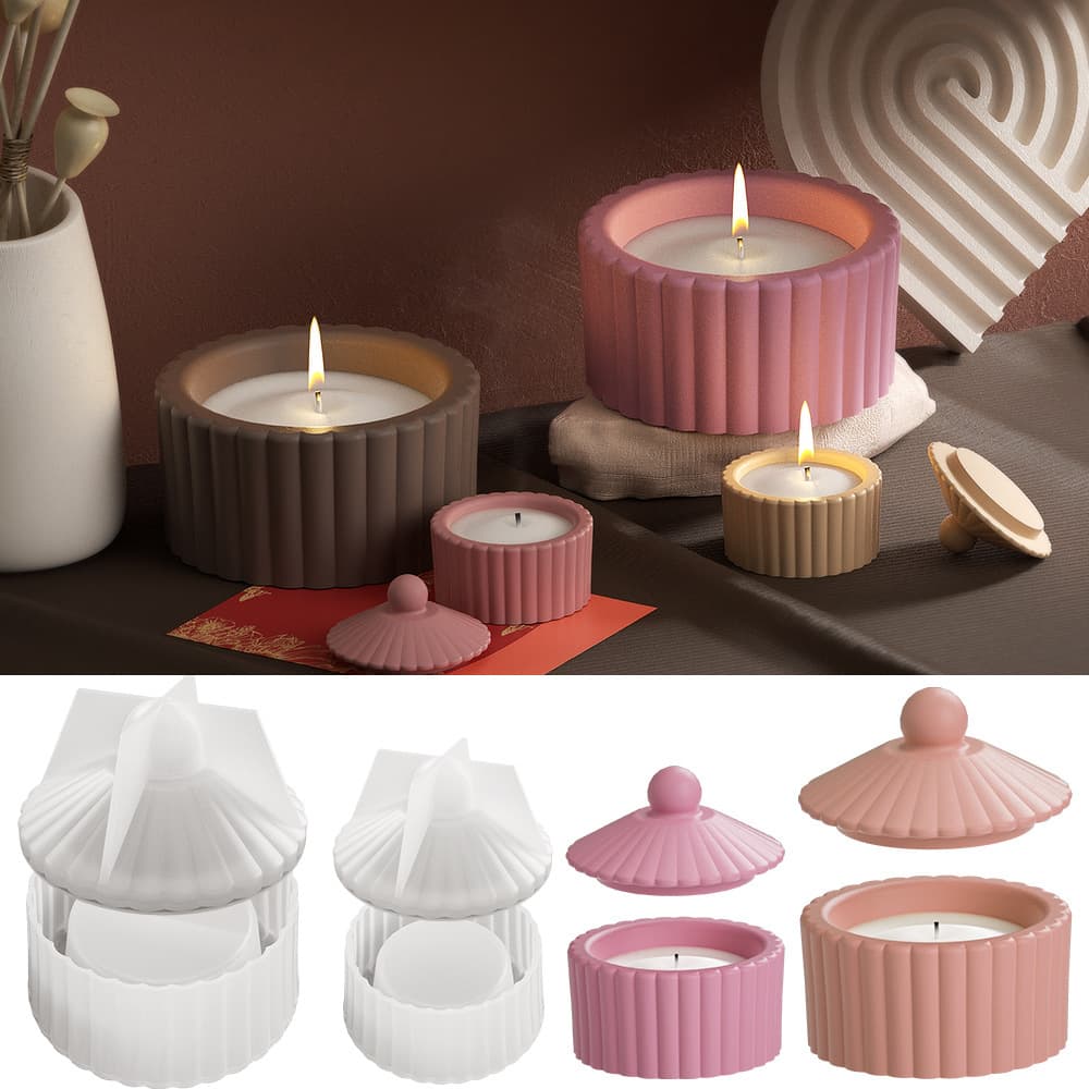 DIY Crystal Epoxy Cement Cup Jar Silicone Mold Striped Plaster Candle Cup Decoration Mirror Silicone Mold