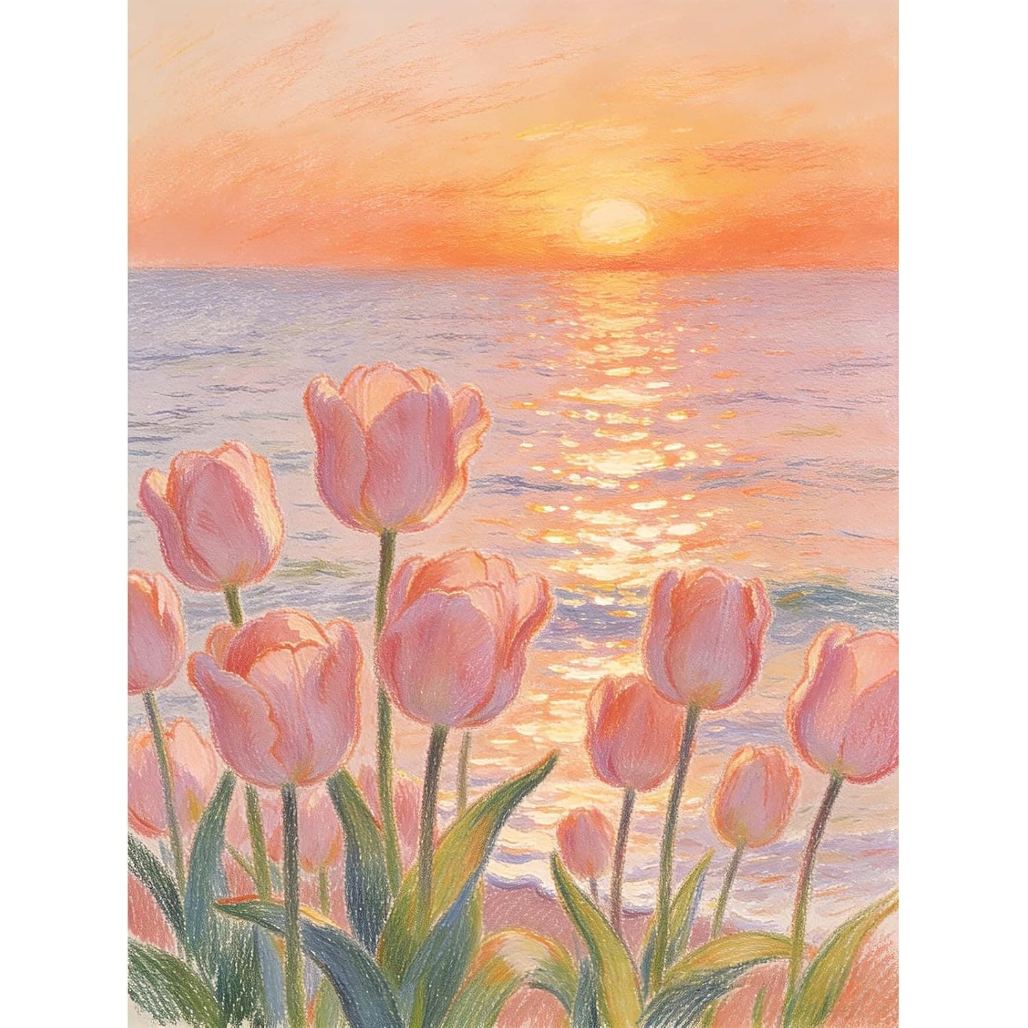Sunset Tulip 5D Diamond Painting Set Flower Full Diamond Round Gemstone Art Diamond Painting Set Amazon