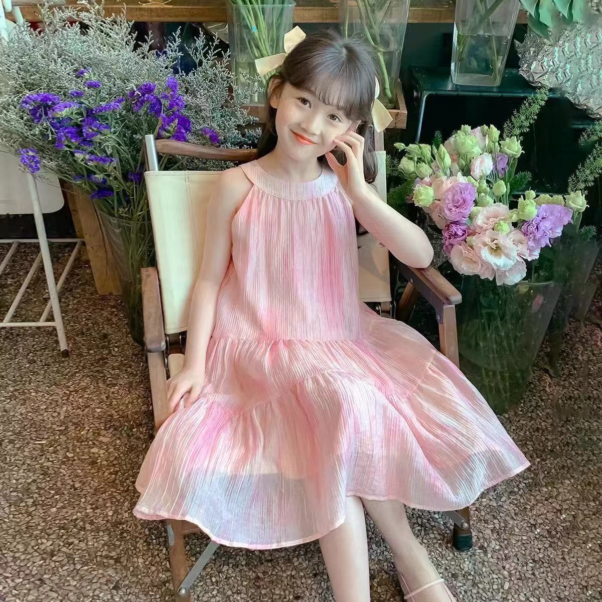Pink Fairy Dress for Girls Summer Children's Sleeveless Lightweight Princess Dress for Little Girls