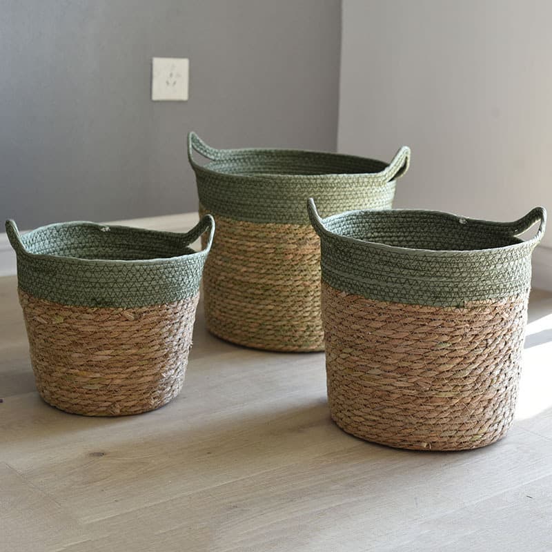 Woven Straw Basket Storage Container, Plant Pot Cover, Seagrass Woven Flower Pot Sleeve, Export Wicker Basket