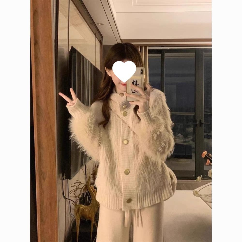 2025 Autumn/Winter High Neck Soft Imitation Mink Velvet Sweater Cardigan Plus Size Women's Clothing Elegant Knitted Thick Coat