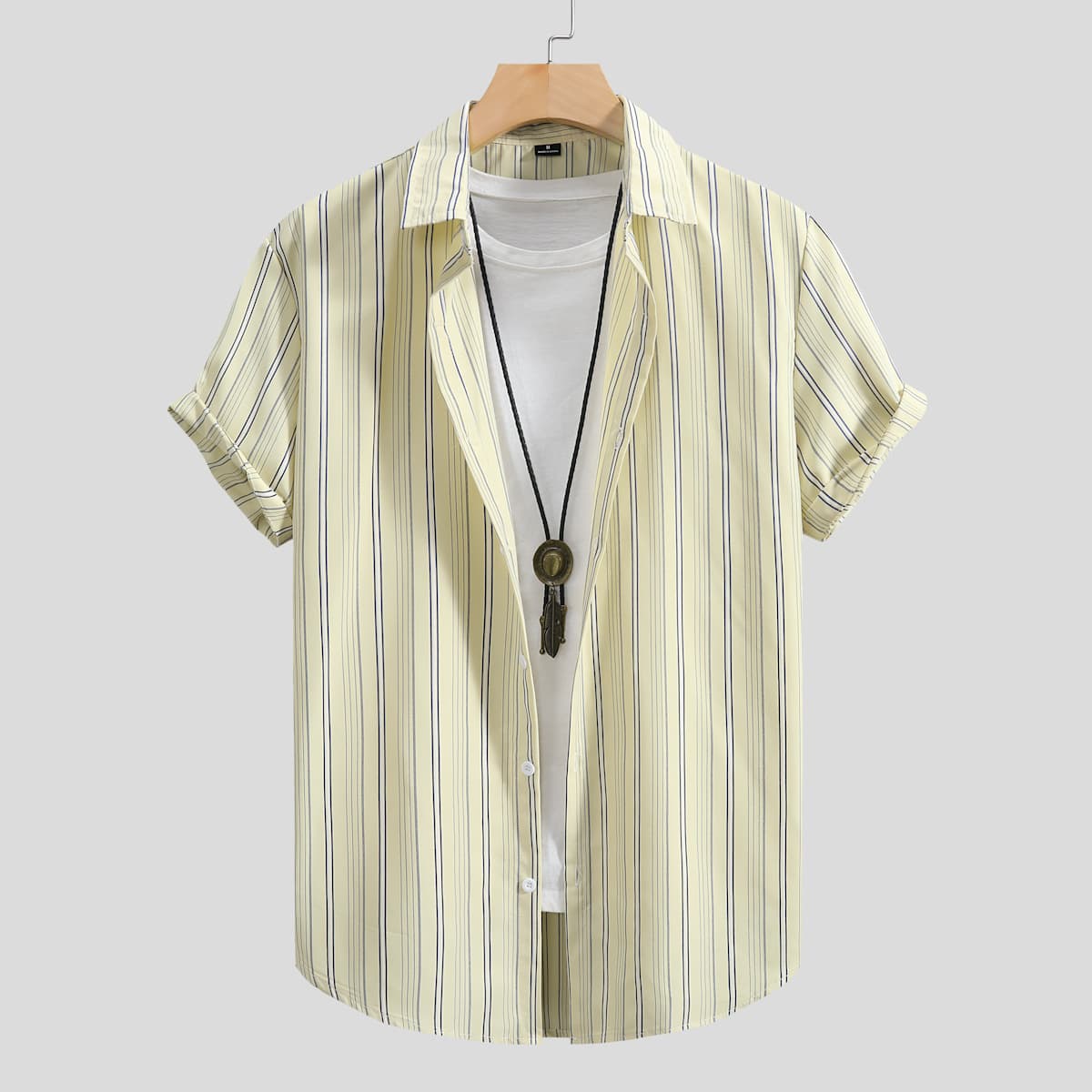 4/5 2024 New Cross-Border Men's Fashion Trend Casual Striped Short-Sleeve Shirt Drop Shipping