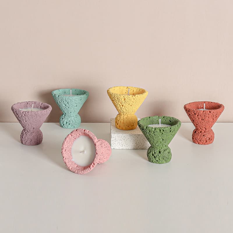 Modern simple wabi-sabi style natural travertine round scented candle cup indoor home long-lasting scented candle container