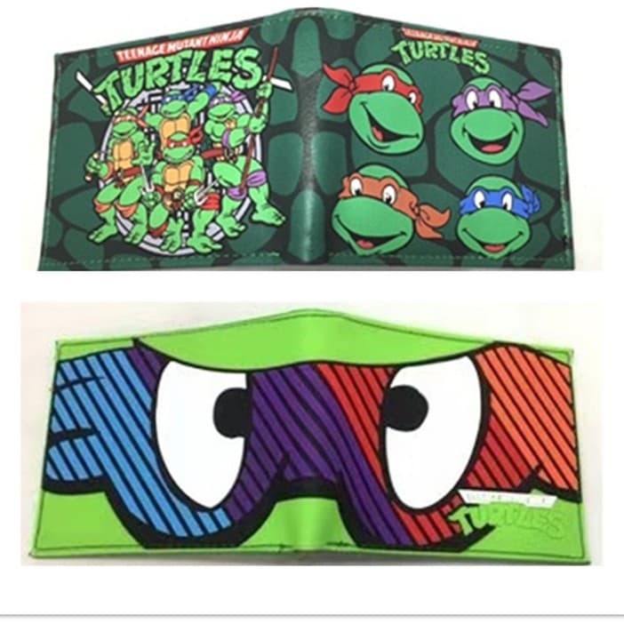 Ninja Turtles Short Wallet Unisex Polyurethane Coin Purse Compact Card Holder Student Friendly Fashionable Text Pattern