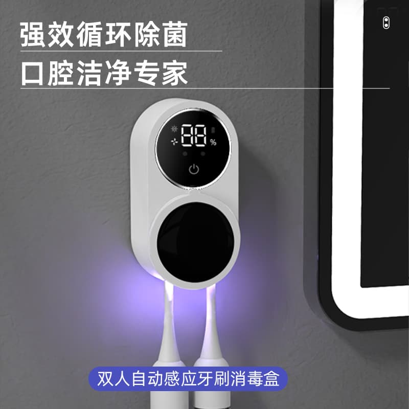 Cross-Border Bestseller Toothbrush Sterilizer Box UV Sterilization Dual Wall-Mounted Amazon Hot Seller Toothbrush Case