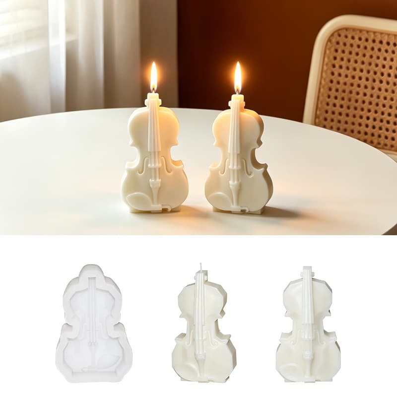 Cross-border violin instrument shape candle glue resin abrasive DIY aromatherapy plaster ornament silicone mold