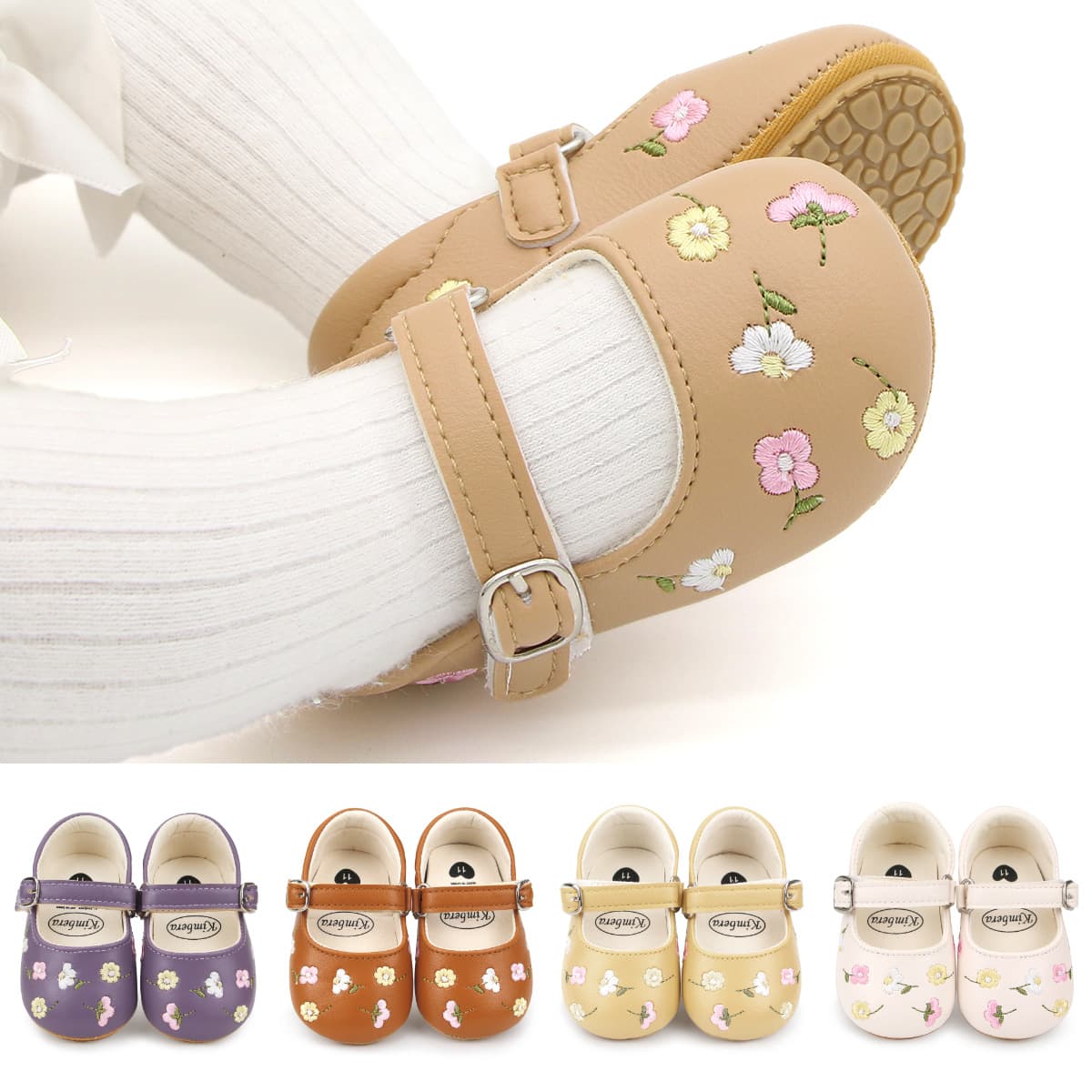 Spring/Autumn 2023 Baby Girl Walking Shoes, Soft Sole Non-Slip Infant Shoes, Embroidered 0-1 Year Indoor Outdoor Soft Sole Baby Shoes