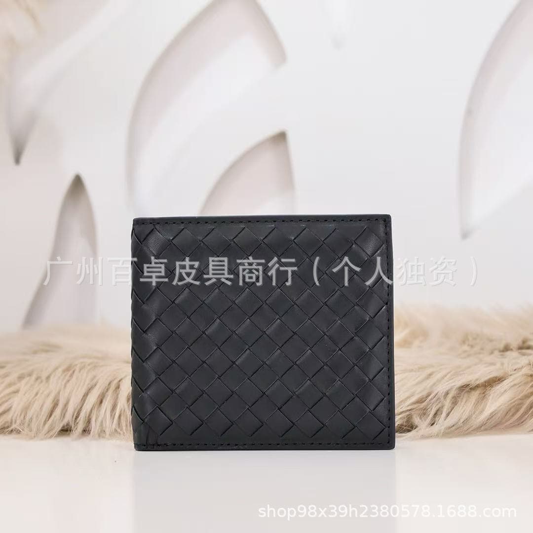 B's cowhide braided short men's wallet waxed horizontal style 20% off wallet wallet for foreign trade cross-border