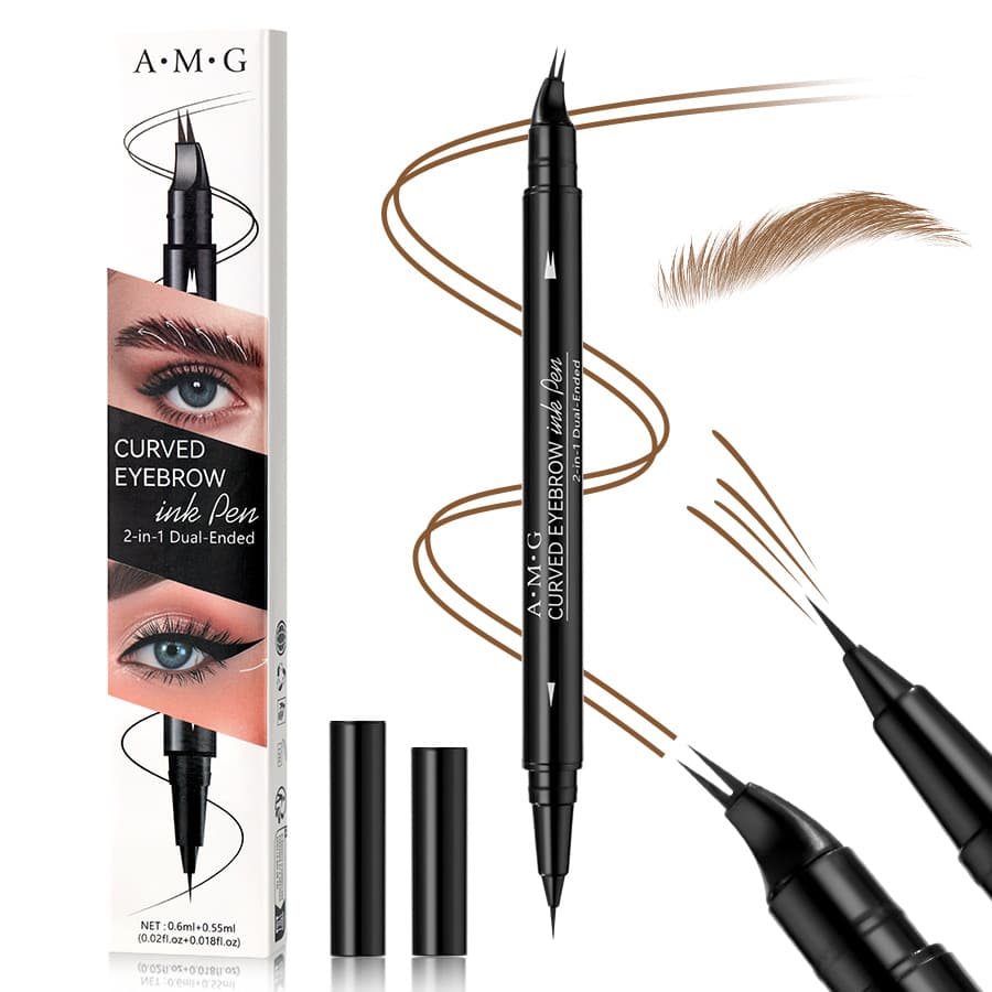 A.M.G Dual-Ended Eyebrow Pencil Natural Color Payoff Smooth Defined Strands Long-Lasting Smudge-Resistant Wild Brow Cross-Border Makeup Eyebrow Pencil