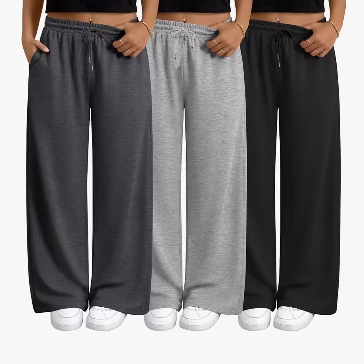 Cross-Border New Wide-Leg Pants, Sports Pants, Women's Basketball Running Pants, Loose Breathable Casual Sweatpants, Fleece-Lined Long Pants