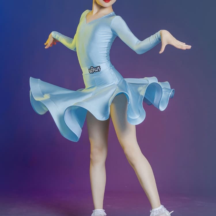 Girls Latin Dance Dress, Summer Professional Competition Costume, Performance Outfit, Practice Wear