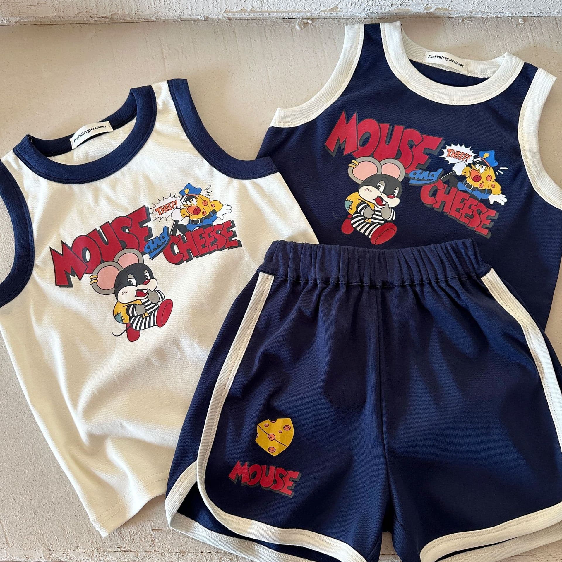 Illustration original design boys vest suit children's shorts woven lining children's clothing 26 summer style girls sleeveless two-piece set