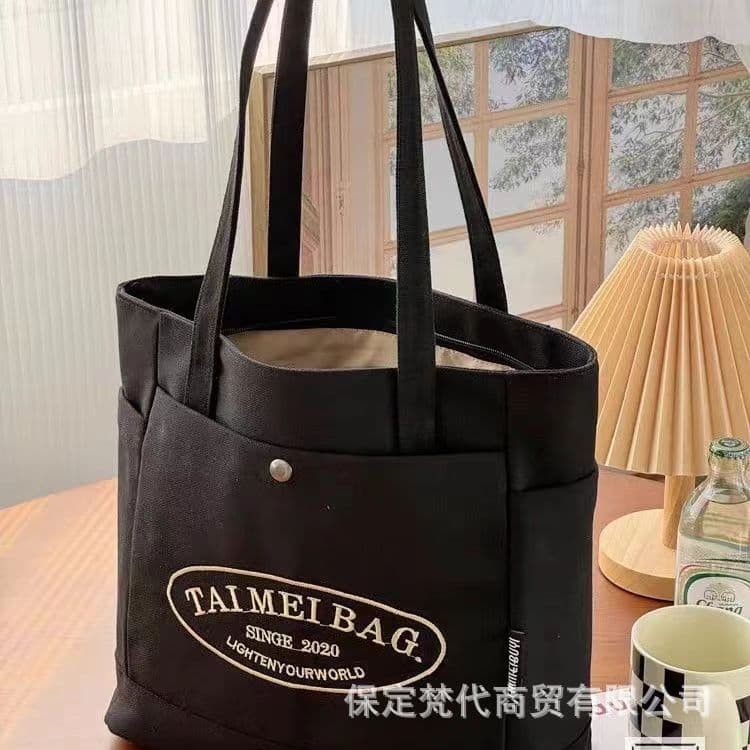 Canvas Bag Cartoon Letter Handbag Lunch Bag Mommy Bag Baby Bag Portable Mother and Baby Bag Student Commuter Bag for Women