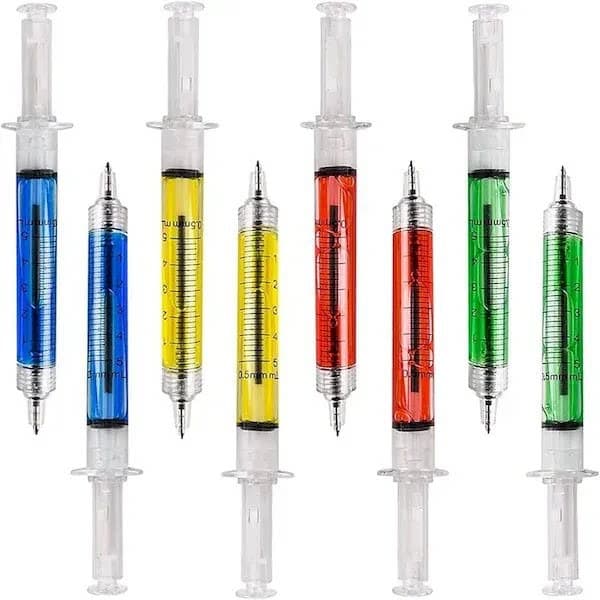 Syringe Ballpoint Pen Medical-Themed Side-Push Transparent Realistic Needle Acupuncture Needle Shell Injection Pen