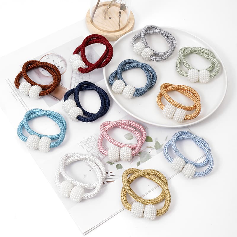 Cross-border wholesale of no-drill small pearl magnetic curtain tiebacks with magnetic design accessories.