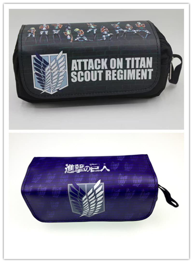 Attack of the Giant Pencil Bag Soldier Long Mikasa Wing of Freedom Anime Stationery Box Double-layer Student Pencil Case