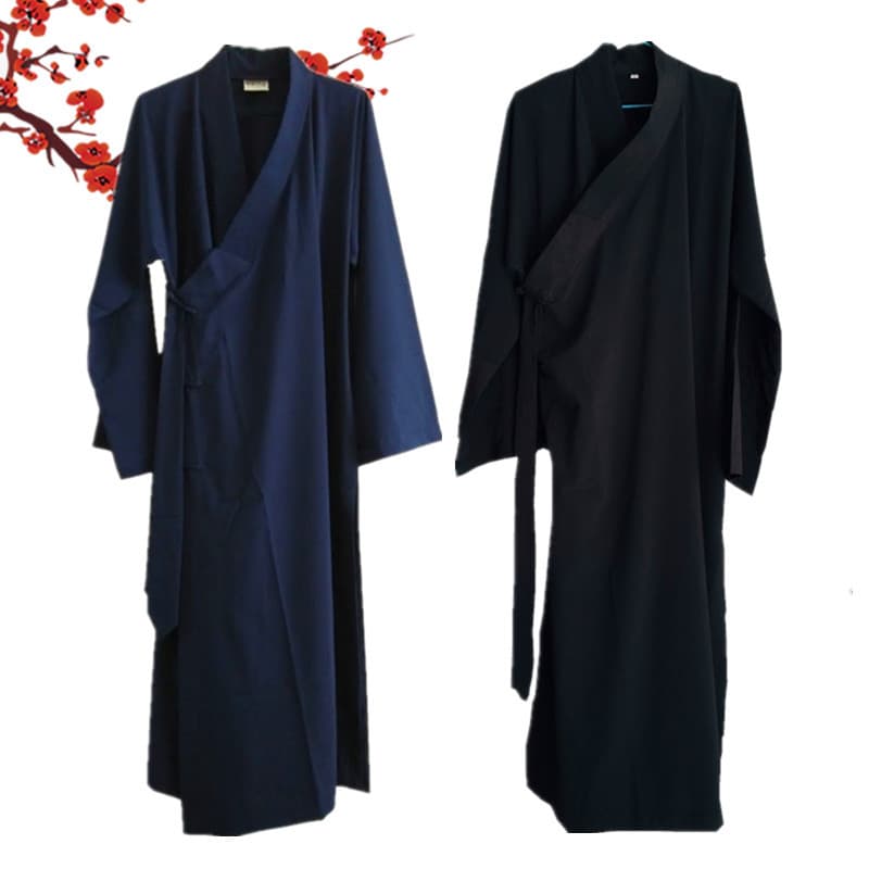Ancient costume Taoist robe suit, robe, Taoist supplies, clothes, Taoist robe, thin robe, oblique lapel, long coat, three clear collar