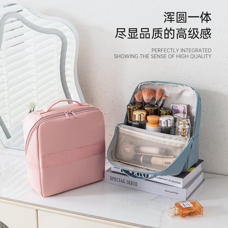 Standing Waterproof Toiletry Bag, Handheld Cosmetic Bag with Partitioned Storage, Large Capacity Makeup Organizer, Fits on Suitcase