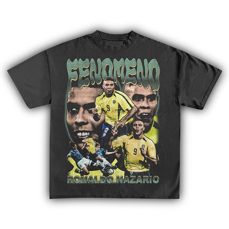 Brazilian Football Player Ronaldo Character Pattern Casual Fan Merchandise Direct Spray Cotton Men's Short Sleeve T-Shirt