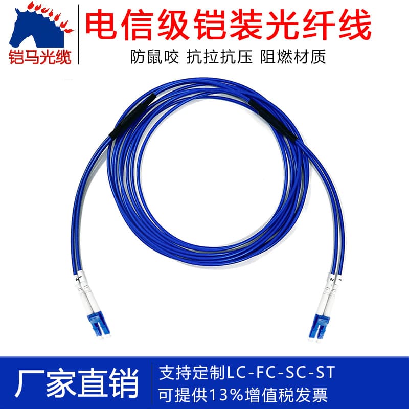 Kaima Optical Cable Armored Optical Fiber Jumper Single Mode Single Core Dual Core Four Core SC to LC-FC-ST Anti-rat Bite 2 Core 4 Core